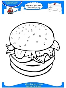 Çocuklar İçin Hamburger Boyama Sayfaları 